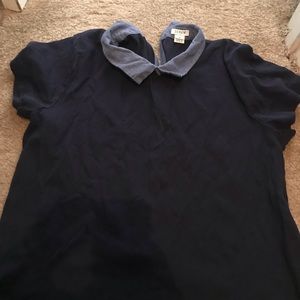 Collared navy blue blouse